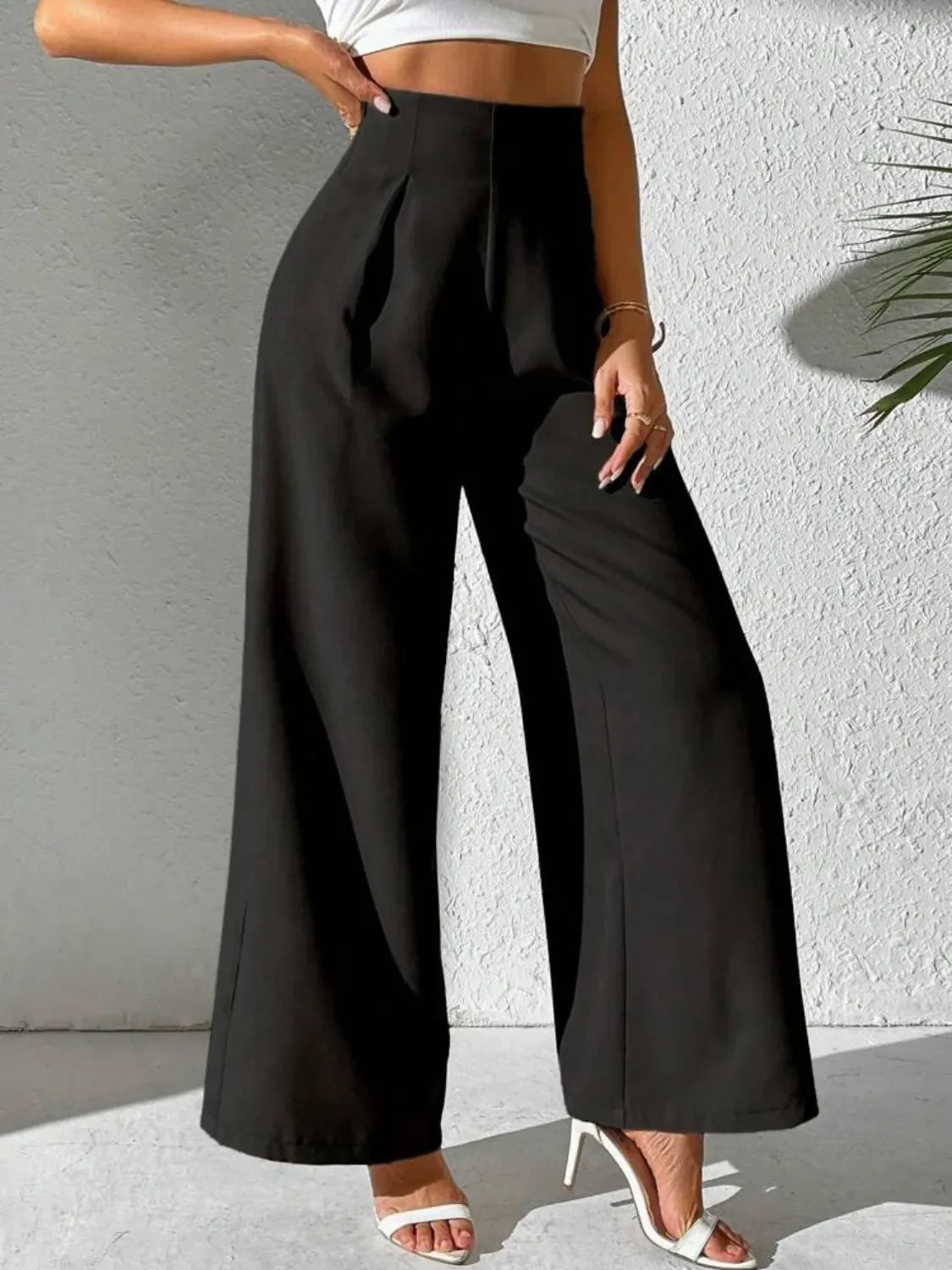 Wide Leg High Waist Pants - Piña Colada