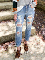 Distressed Skinny Jeans - Piña Colada