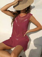Crochet Detail Beach Cover Up Dress - Piña Colada