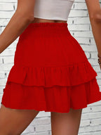 Ruffle Layered High Waist Casual Skort - Piña Colada