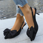 Bow Point Toe Kitten Heels Pumps - Piña Colada