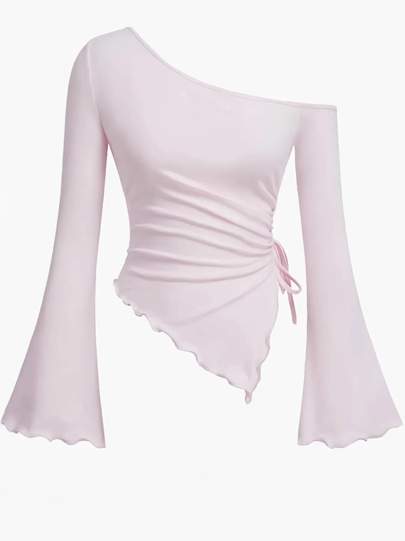 One Shoulder Bell Sleeve T-Shirt - Piña Colada
