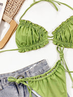 Frill Trill Halter Neck Bikini Set - Piña Colada
