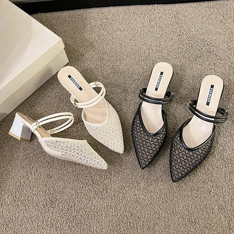 Point Toe Block Heel - Piña Colada