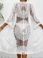 Lace Open Front Longline Cover-Up - Piña Colada