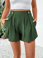 Pleated Detail Shorts with Pockets - Piña Colada