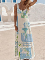 Tied Back Printed Maxi Dress - Piña Colada