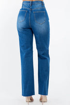 American Bazi High Waist Distressed Wide Leg Jeans - Piña Colada