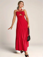Twist Front Cutout Tiered Maxi Dress - Piña Colada