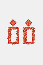 Square Shape Glass Stone Dangle Earrings - Piña Colada