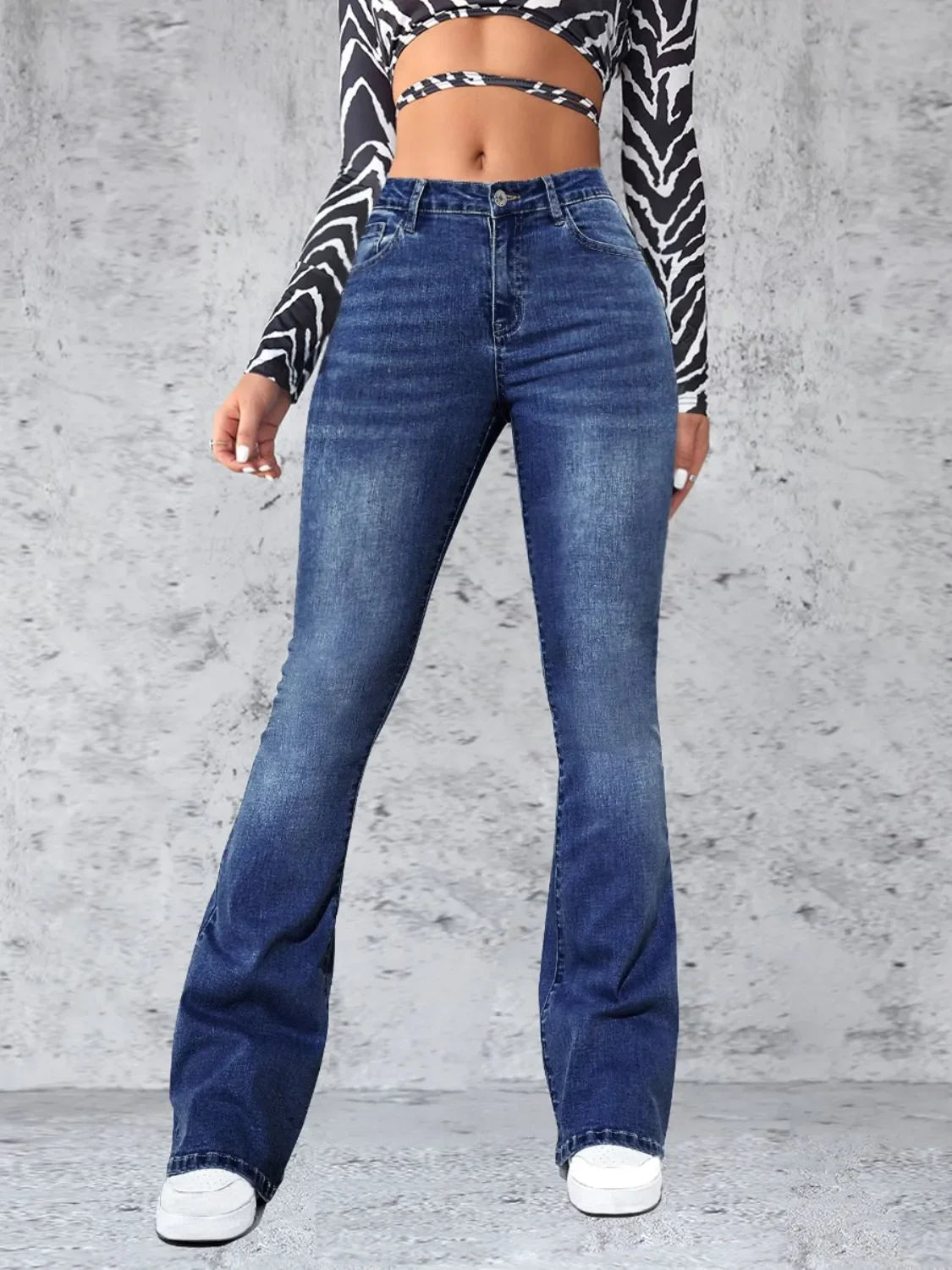 High Rise Jeans with Pockets - Piña Colada