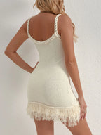 Fringe Hem Knit Cami Dress - Piña Colada