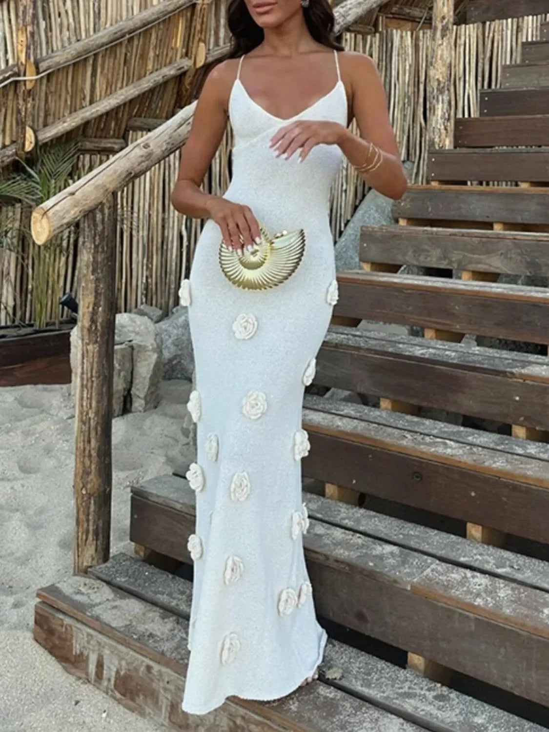 Flower Maxi Sweater Cami Dress - Piña Colada