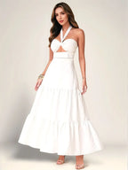 Twist Front Cutout Tiered Maxi Dress - Piña Colada