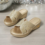 Open Toe Platform Wedge Sandals - Piña Colada