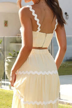 Contrast Trim Cami and Maxi Skirt Set - Piña Colada