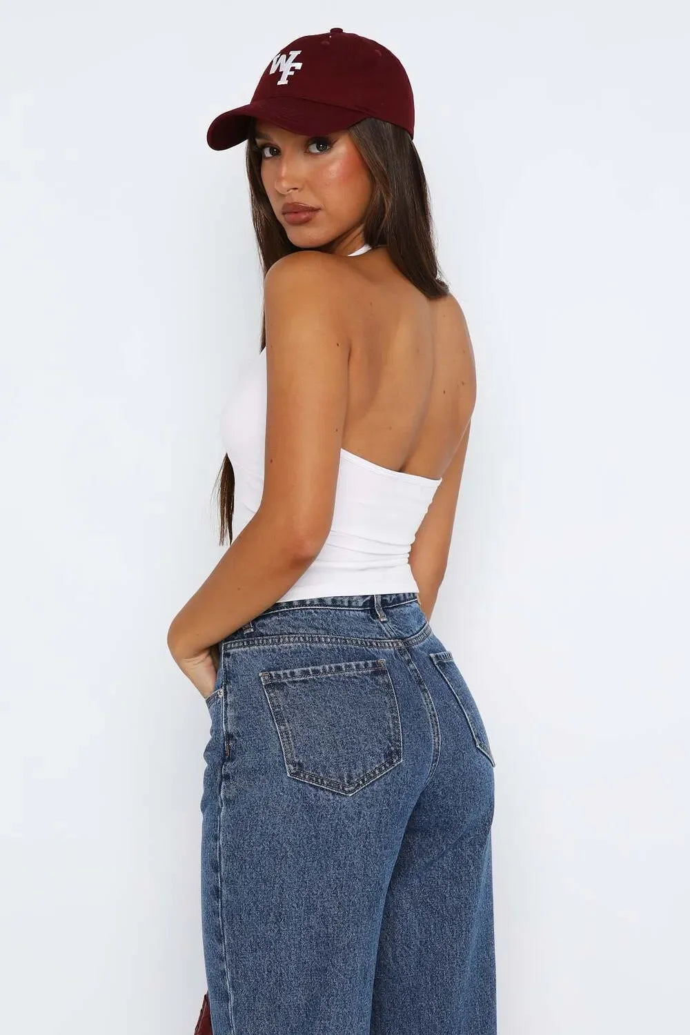 Lovelet Halter Neck Cropped Slim Cami - Piña Colada
