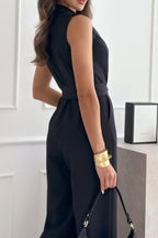 Surplice Sleeveless Wide Leg Jumpsuit - Piña Colada