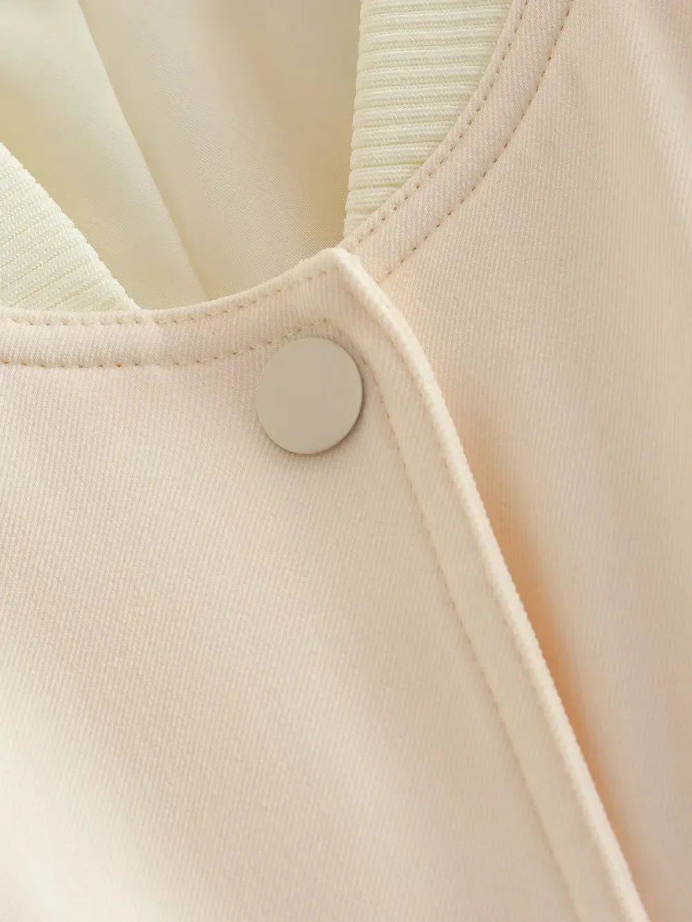 Pocketed Snap Down Baseball Collar Jacket - Piña Colada