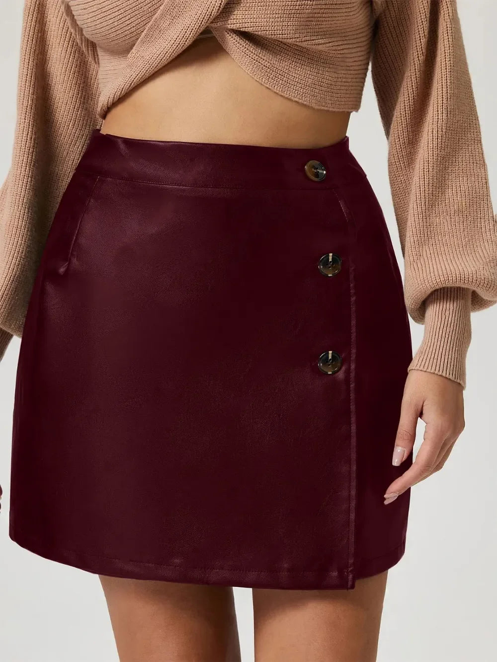 Buttoned High Rise Mini Skirt - Piña Colada