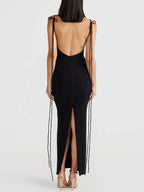 Backless Slit Sleeveless Bodycon Maxi Dress - Piña Colada