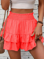 Ruffle Layered High Waist Casual Skort - Piña Colada
