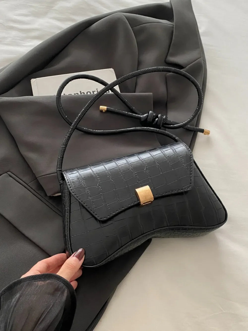 PU Leather Texture Crossbody Bag - Piña Colada