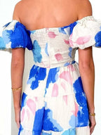 Off-Shoulder Floral Tiered Dress with Ruffle Details - Piña Colada