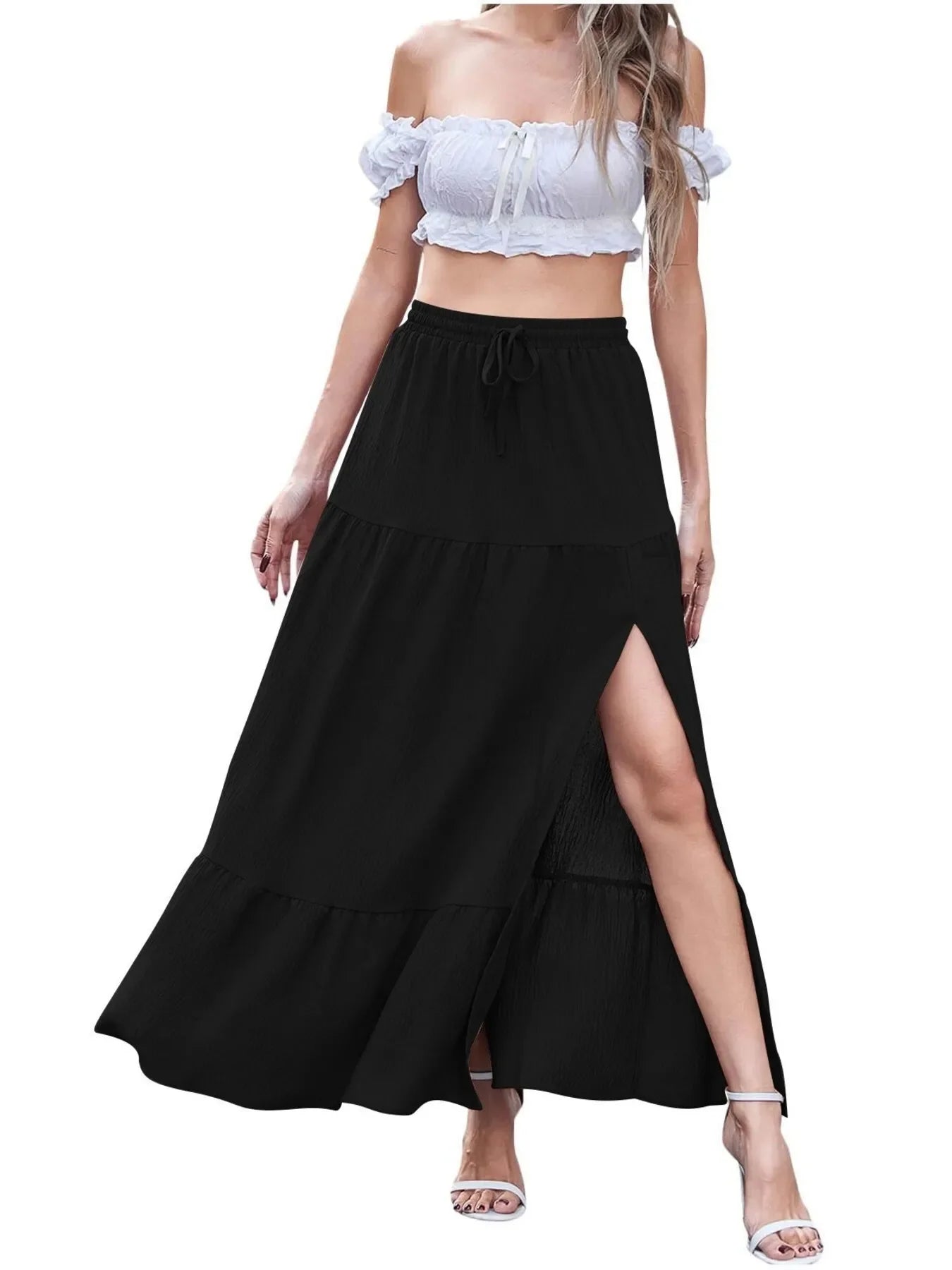 Full Size Slit Maxi Skirt Plus Size - Piña Colada
