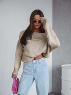 Boat Neck Drop Shoulder Sweater - Piña Colada