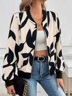 Printed Zip Up Long Sleeve Jacket - Piña Colada