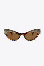 UV400 Rhinestone Trim Cat-Eye Sunglasses - Piña Colada