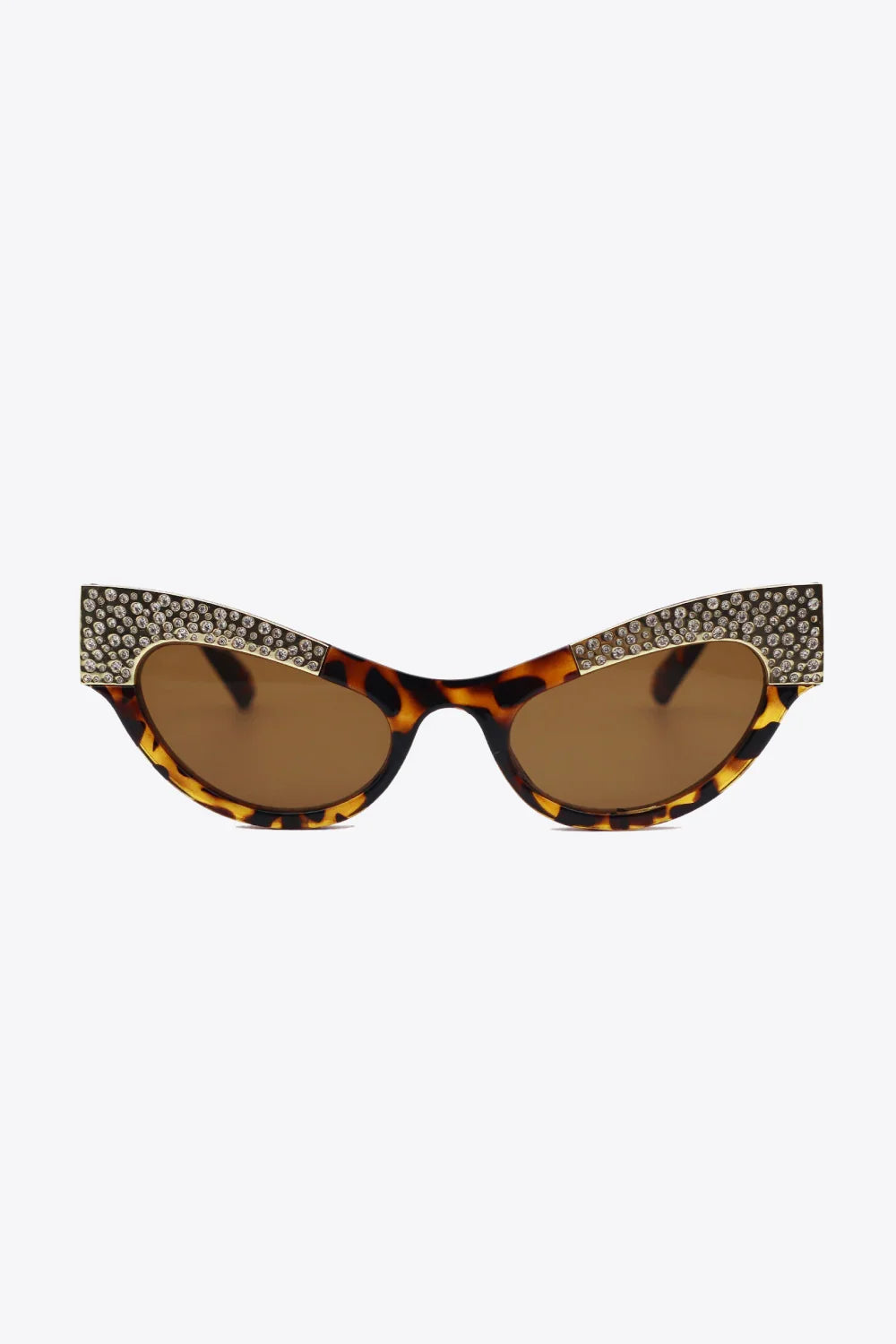 UV400 Rhinestone Trim Cat-Eye Sunglasses - Piña Colada