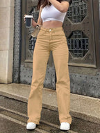 High-Waisted Wide Leg Jeans - Piña Colada