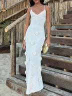 Flower Maxi Sweater Cami Dress - Piña Colada