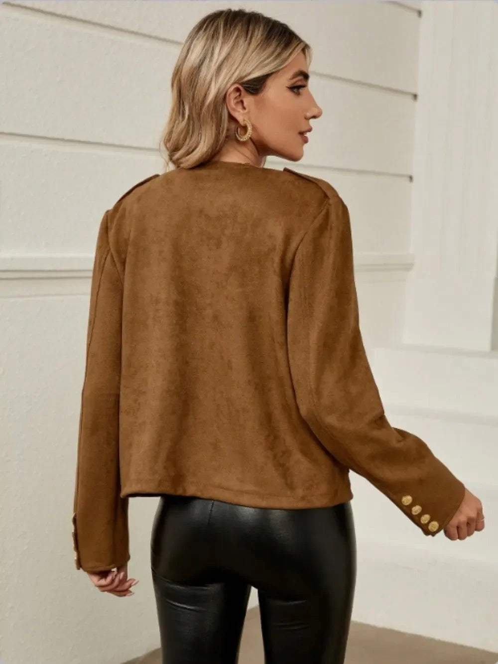 Snap Down Round Neck Jacket - Piña Colada