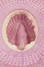 Fame Checkered Straw Weave Sun Hat - Piña Colada
