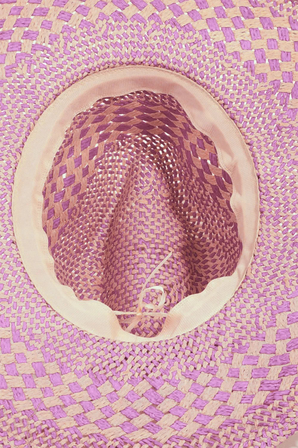 Fame Checkered Straw Weave Sun Hat - Piña Colada