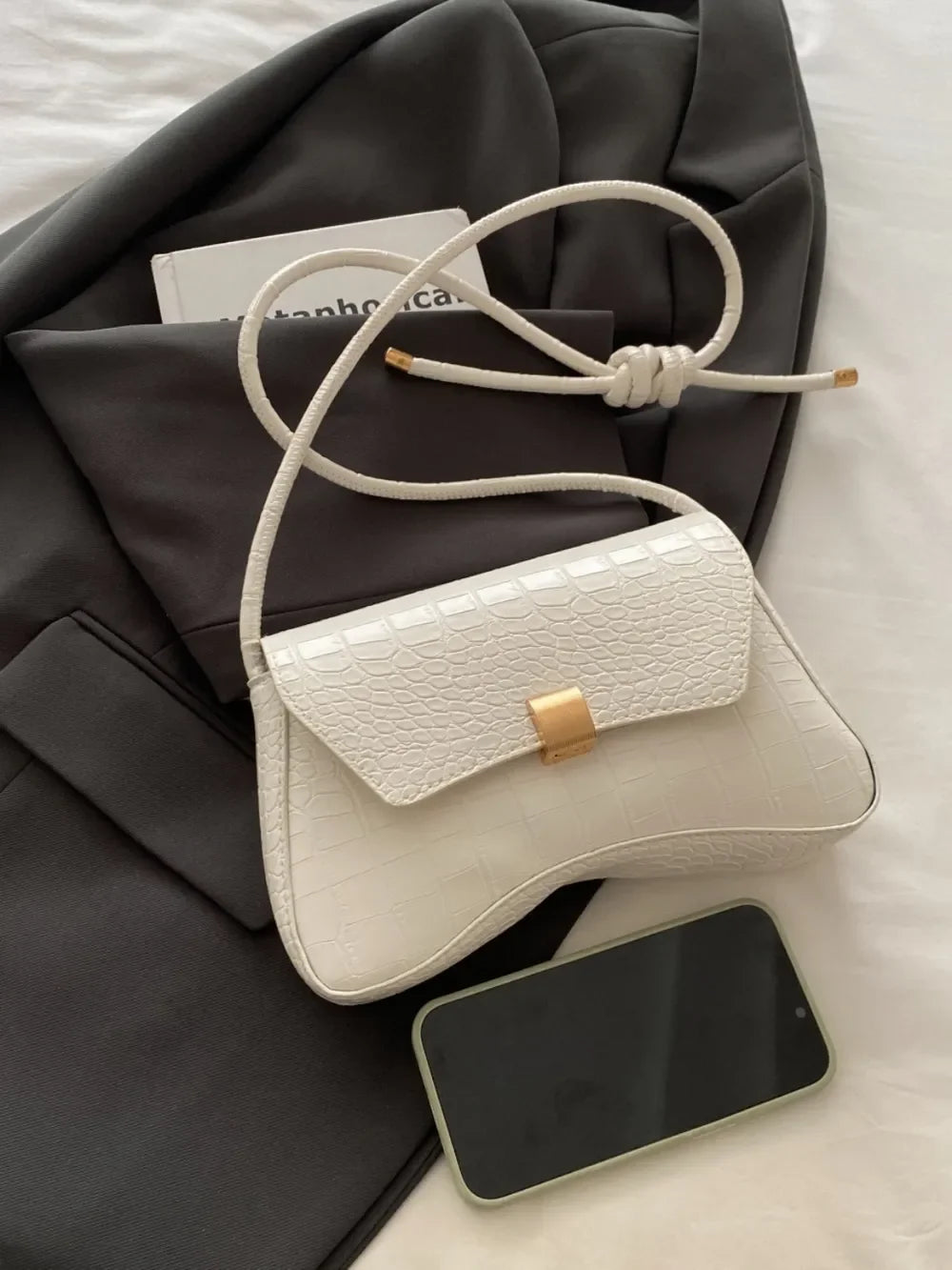 PU Leather Texture Crossbody Bag - Piña Colada