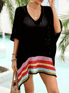 Crochet V-Neck Cover-Up Dress - Piña Colada
