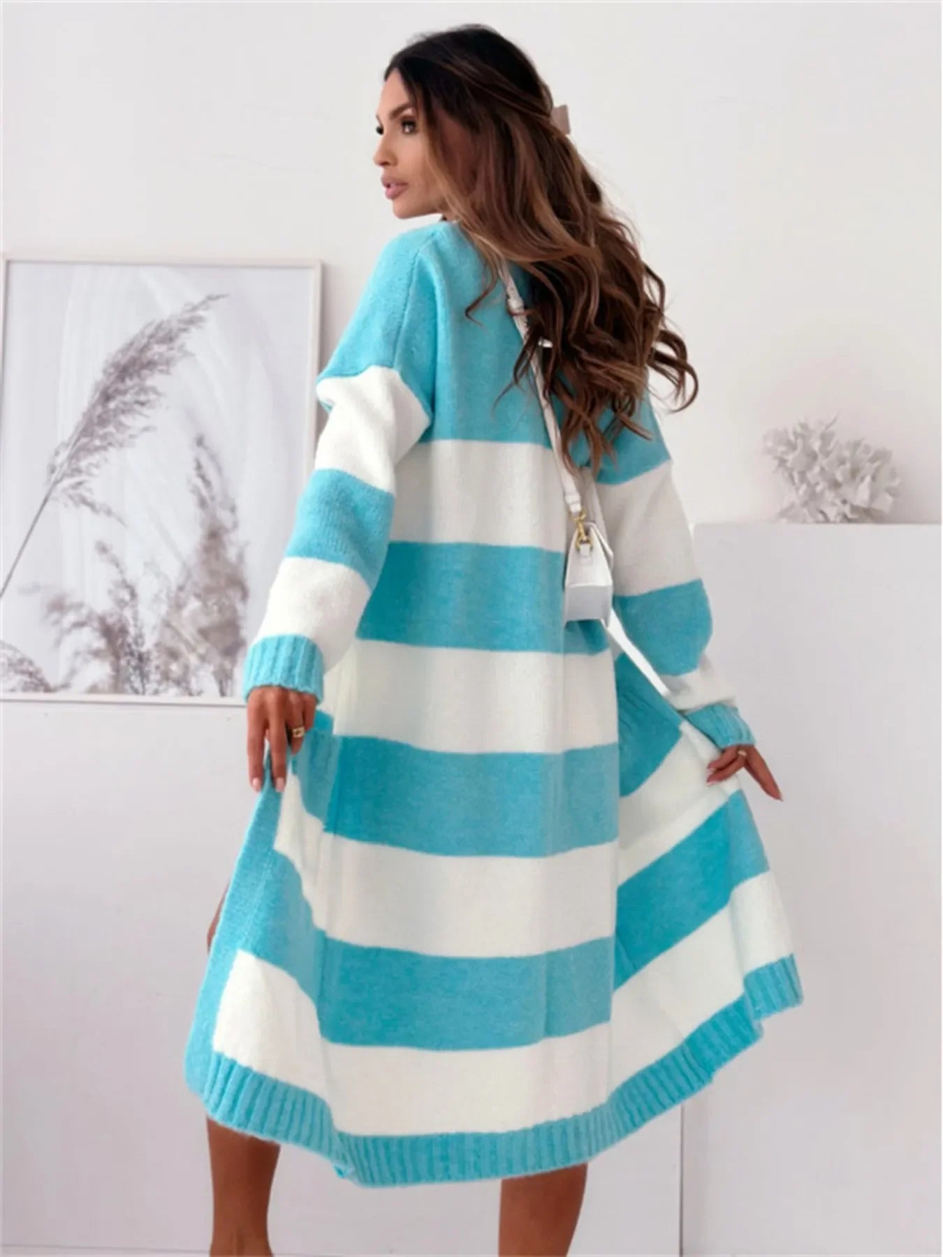 Color Block Open Front Cardigan - Piña Colada