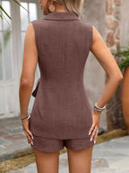 Sleeveless Blazer and Shorts Set - Piña Colada