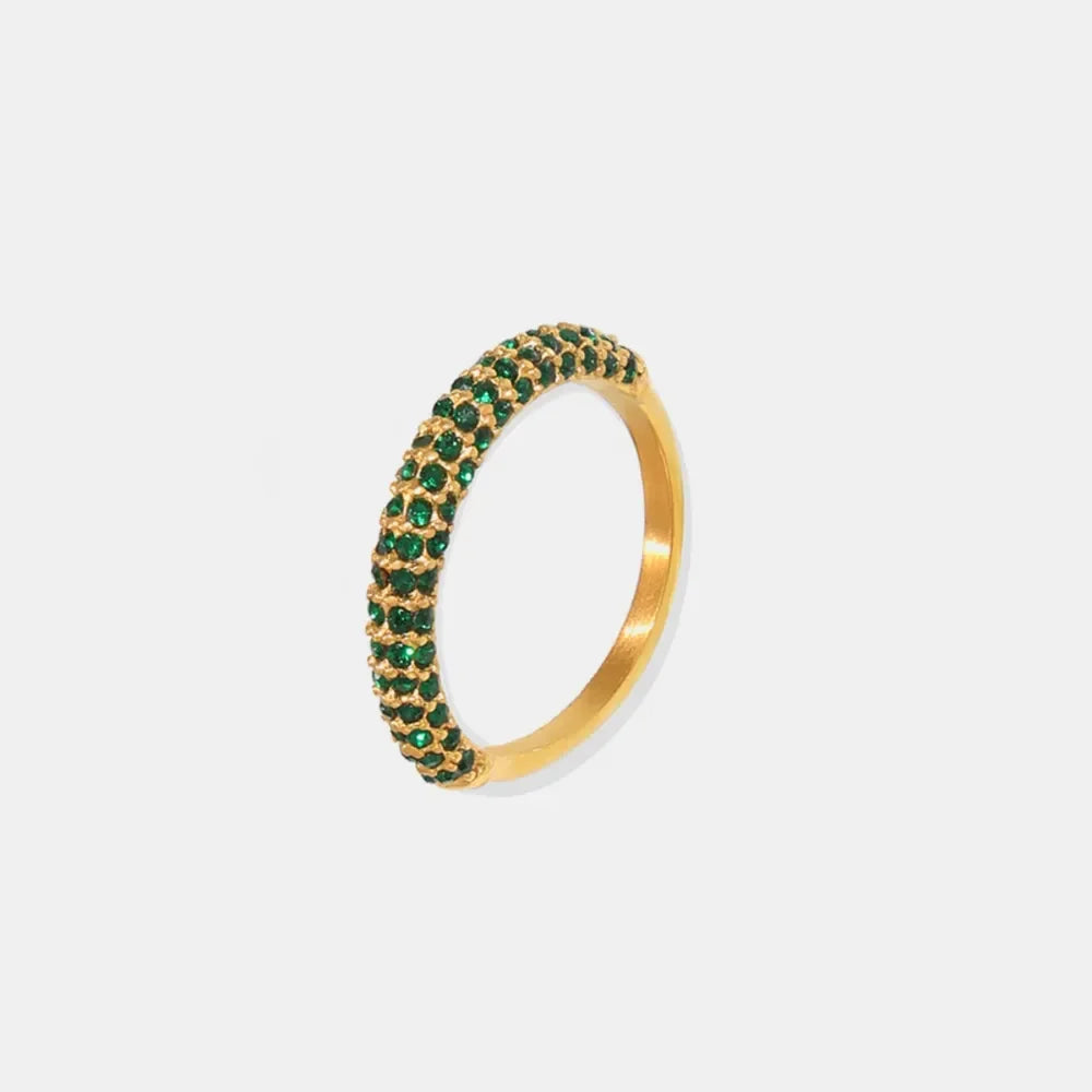 18K Gold-Plated Inlaid Zircon Ring - Piña Colada