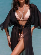Solid Color Flutter Sleeve Cover-Up - Piña Colada