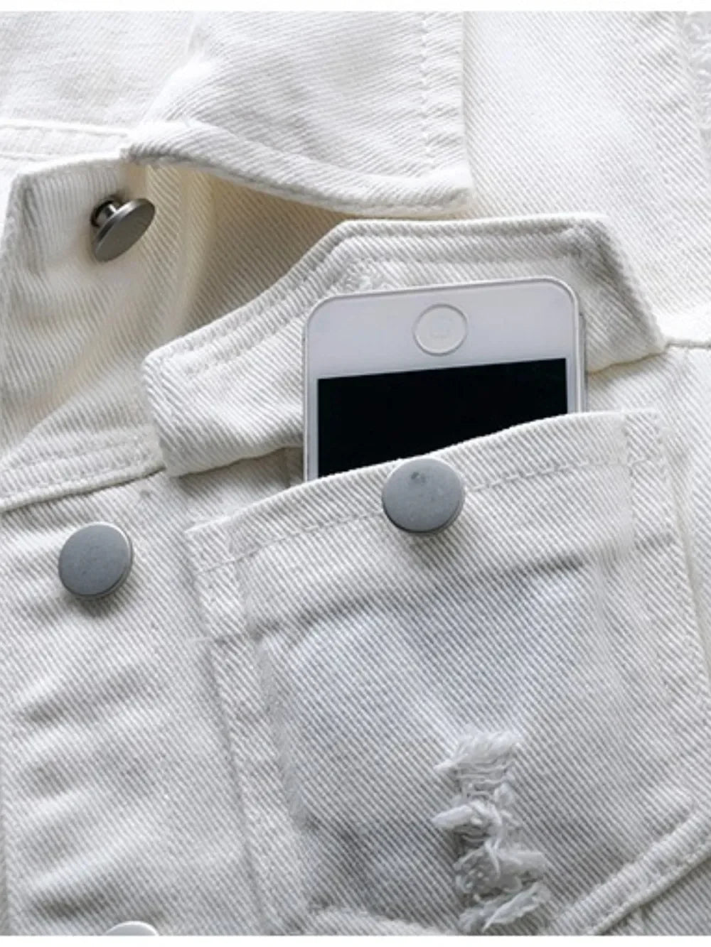 Full Size Button Down Raw Hem Sleeveless Denim Jacket Plus Size - Piña Colada