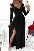Slit Surplice Long Sleeve Maxi Dress - Piña Colada
