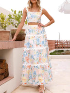 Printed Cami and Maxi Skirt Set - Piña Colada