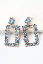 Square Shape Glass Stone Dangle Earrings - Piña Colada