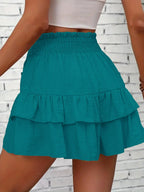 Ruffle Layered High Waist Casual Skort - Piña Colada
