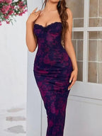 Lace Sweetheart Neck Bodycon Maxi Dress - Piña Colada